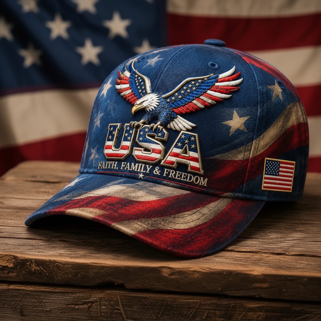 Patriotic Eagle USA Cap