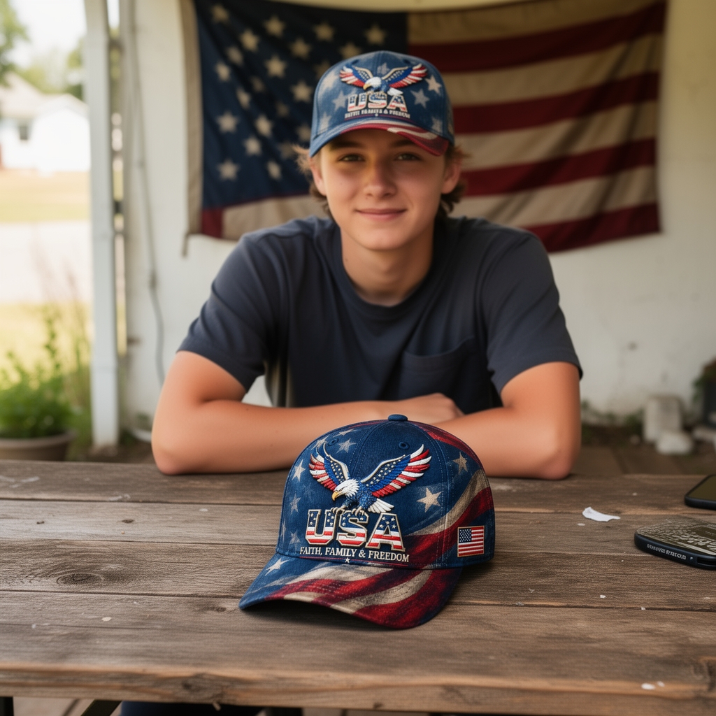 Patriotic Eagle USA Cap