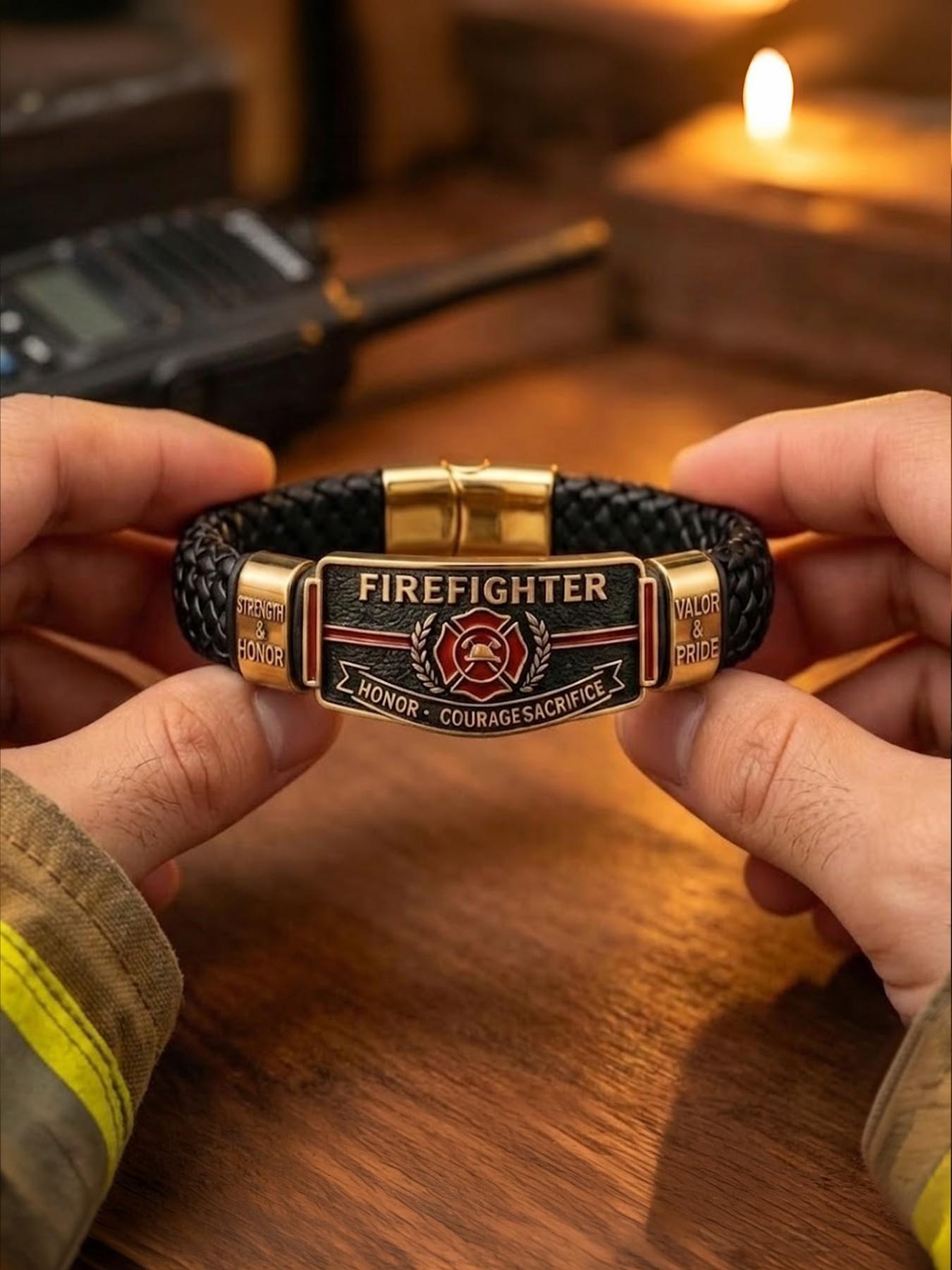 Firefighter Honor Bracelet for Men, Elegant Fireman Memorial Band, Perfect Gift for Emergency Services Personnel, Durable & Stylish Accessory Firefighter Honor Bracelet for Men, Elegant Fireman Memorial Band, Perfect Gift for Emergency Services Personnel, Durable & Stylish Accessory