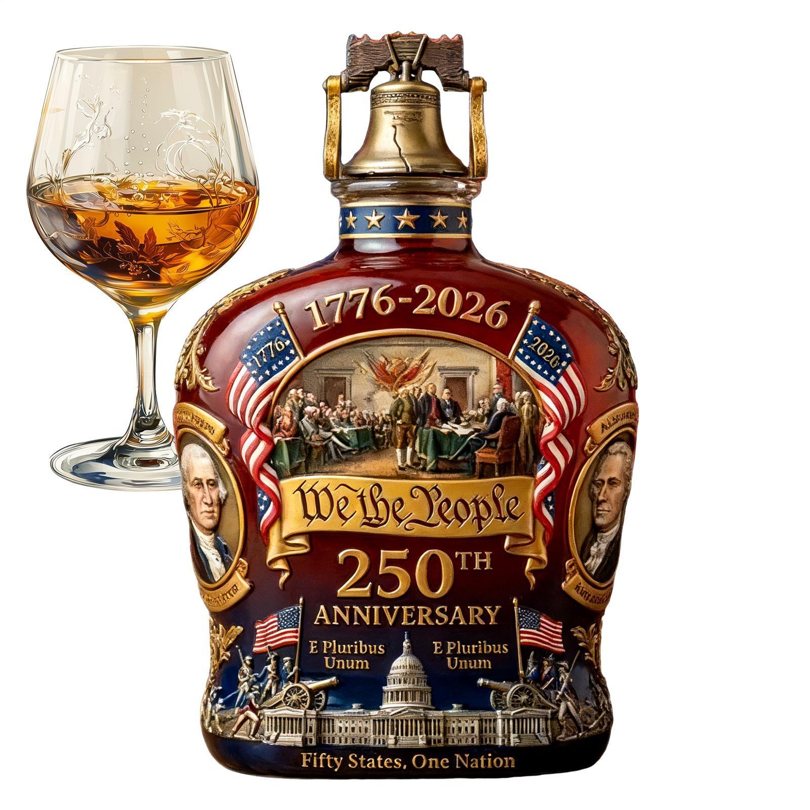 Whiskey Bottle 250th Patriotic Heritage Empty Whiskey Bottle Commemorative