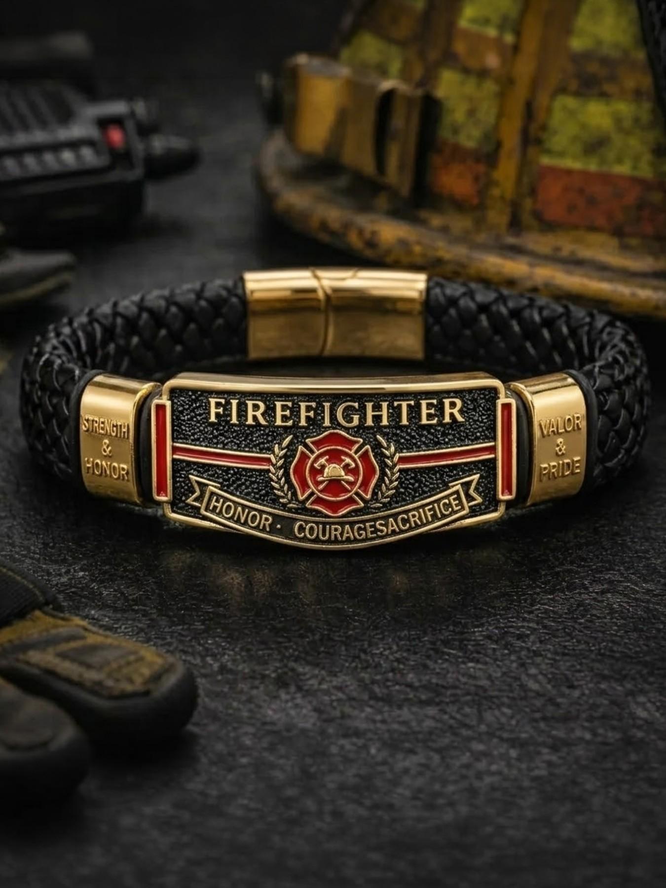 Firefighter Honor Bracelet for Men, Elegant Fireman Memorial Band, Perfect Gift for Emergency Services Personnel, Durable & Stylish Accessory Firefighter Honor Bracelet for Men, Elegant Fireman Memorial Band, Perfect Gift for Emergency Services Personnel, Durable & Stylish Accessory