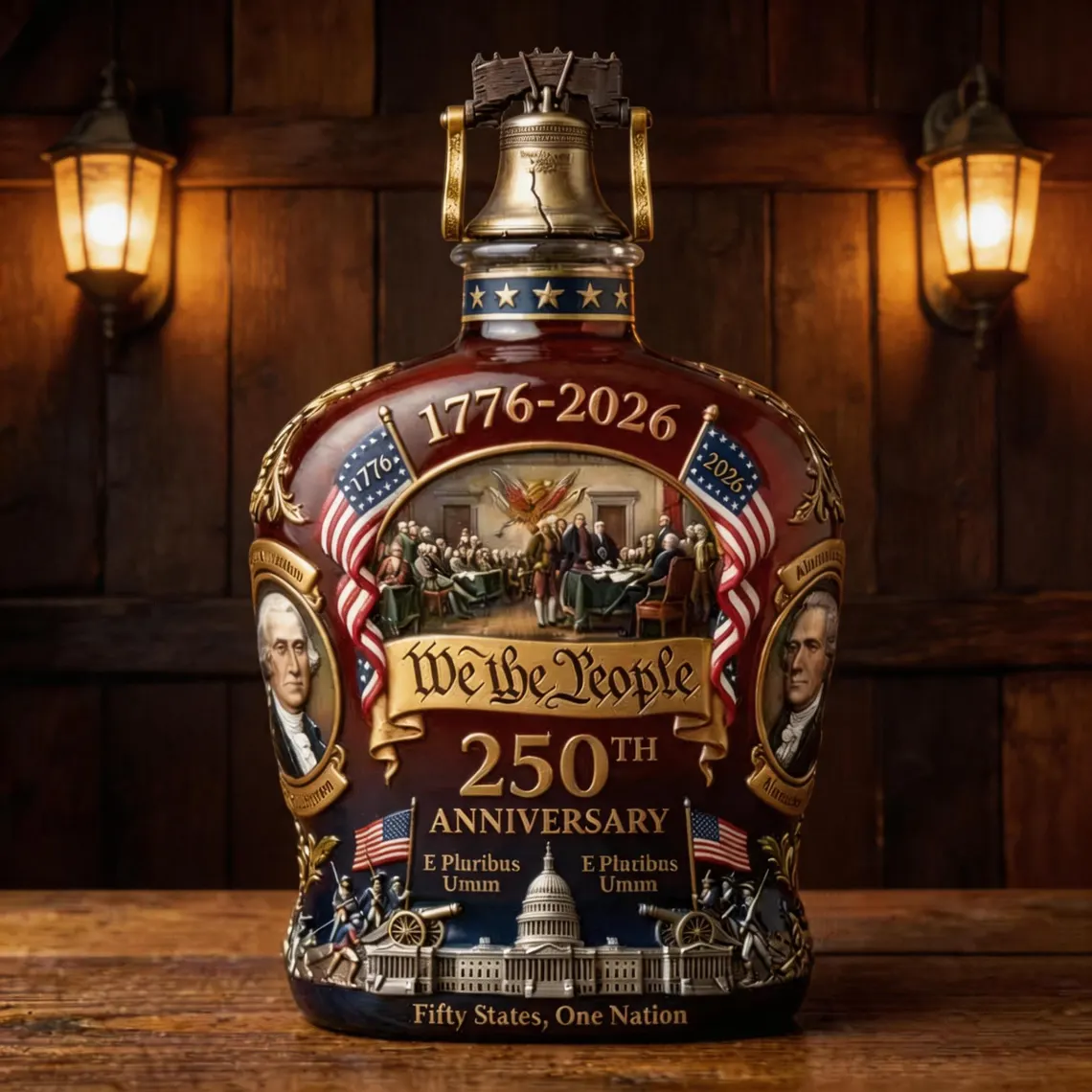 Whiskey Bottle 250th Patriotic Heritage Empty Whiskey Bottle Commemorative