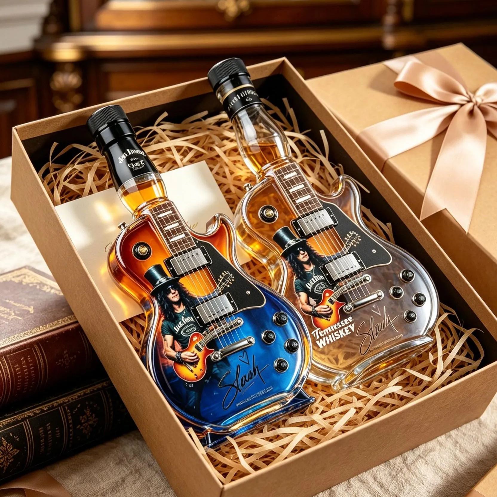 Vintage Sunburst Guitar Figurine Spirit Bottle