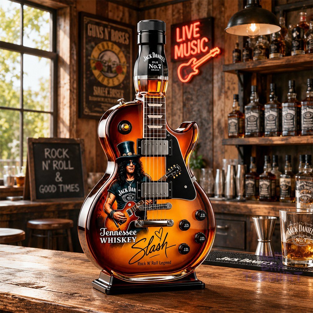 Vintage Sunburst Guitar Figurine Spirit Bottle