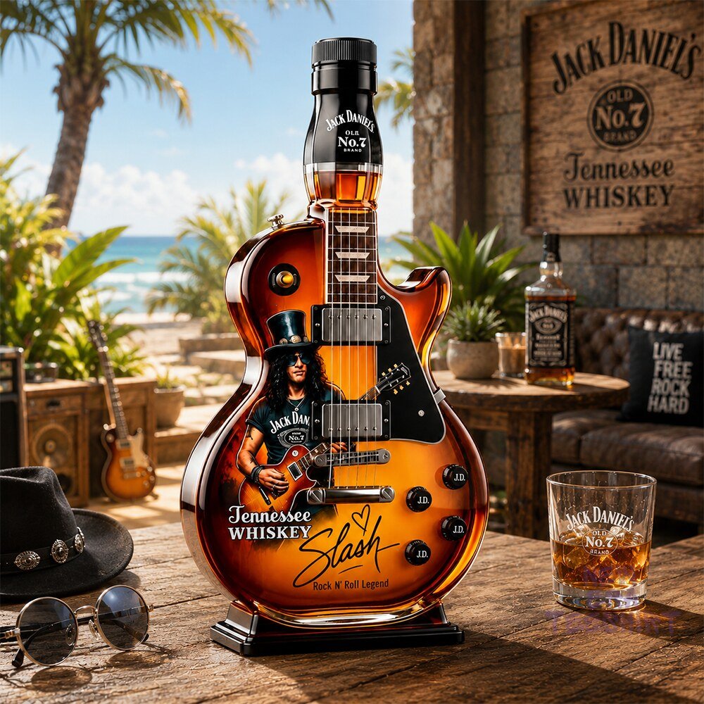 Vintage Sunburst Guitar Figurine Spirit Bottle