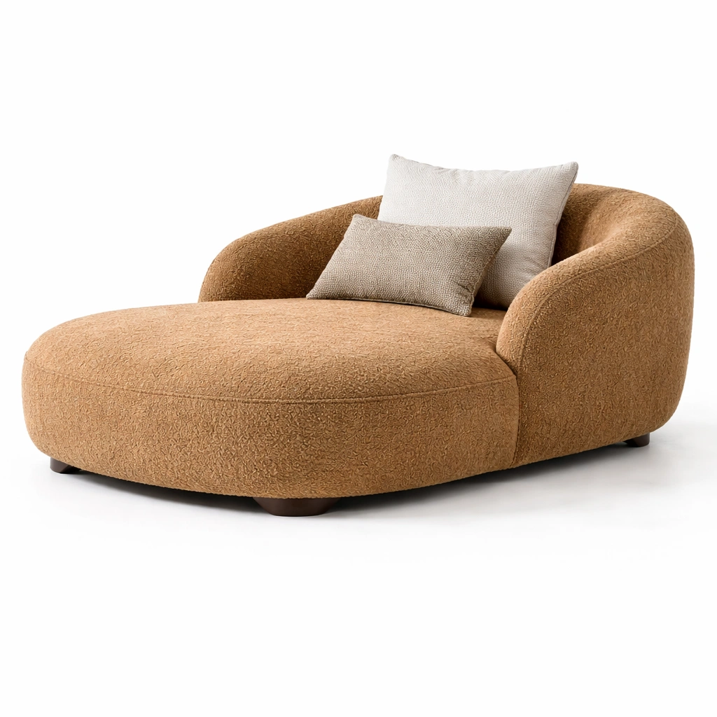 Runde Relax Liege Stoff Braun-avlonera