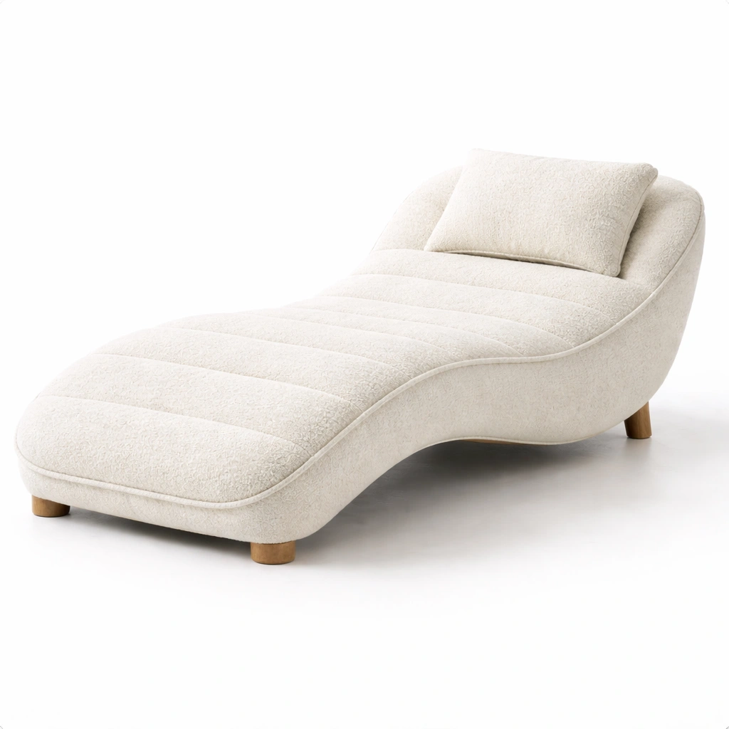 Geschwungene Liege Boucle Weiss-avlonera