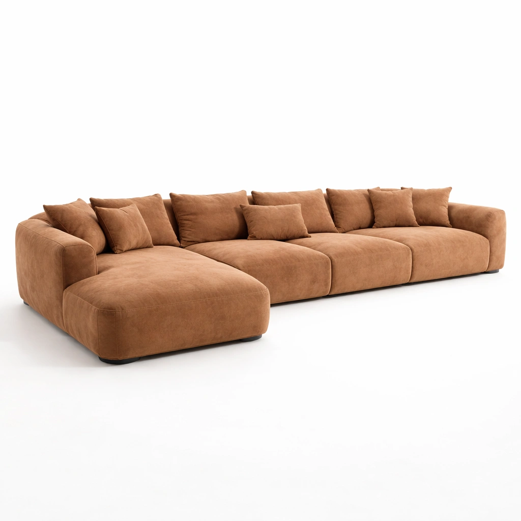 Ecksofa Leder Braun-avlonera