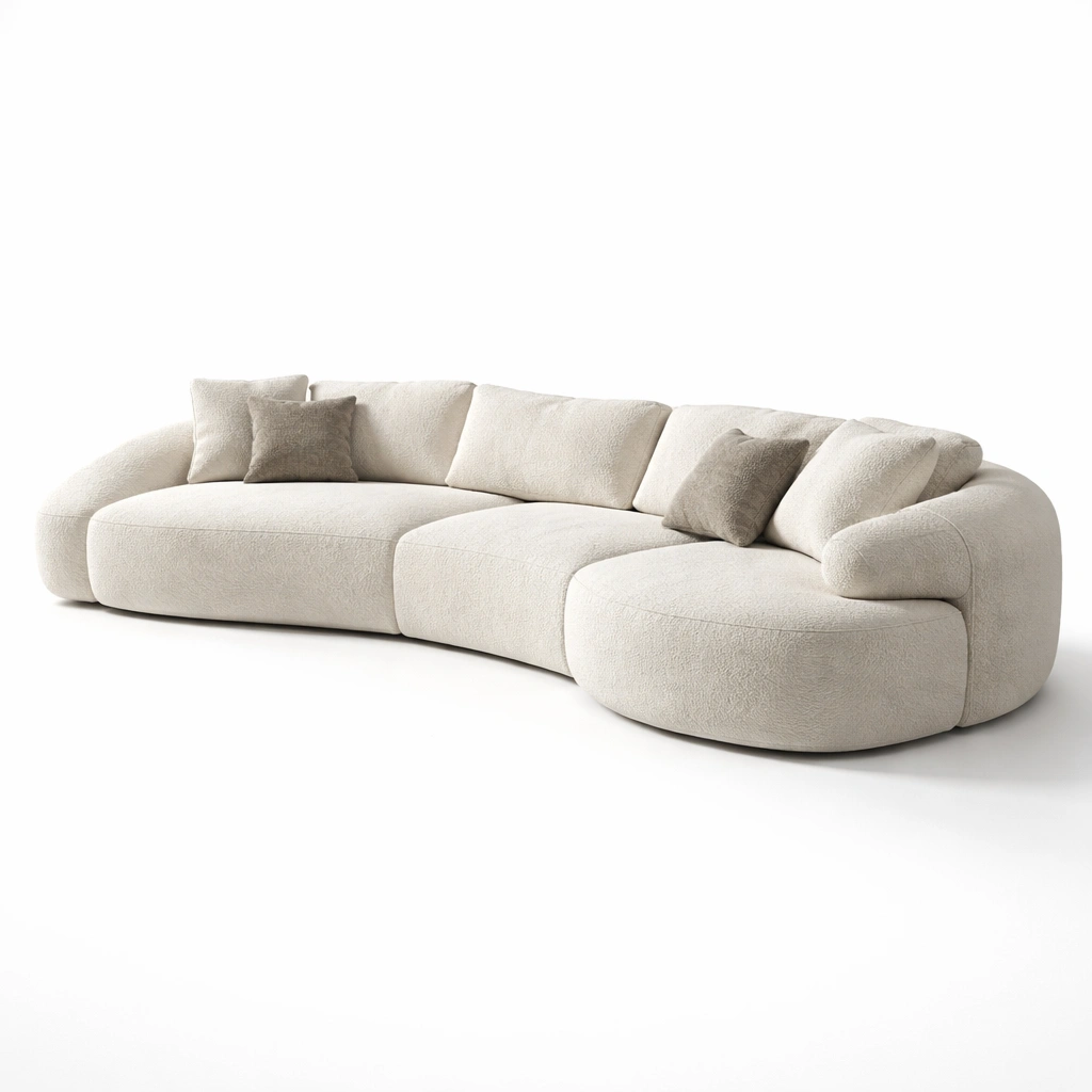 Grosses Sofa Boucle Weiss-avlonera