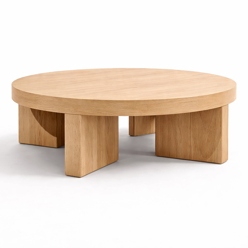 Couchtisch Rund Holz Natur-avlonera