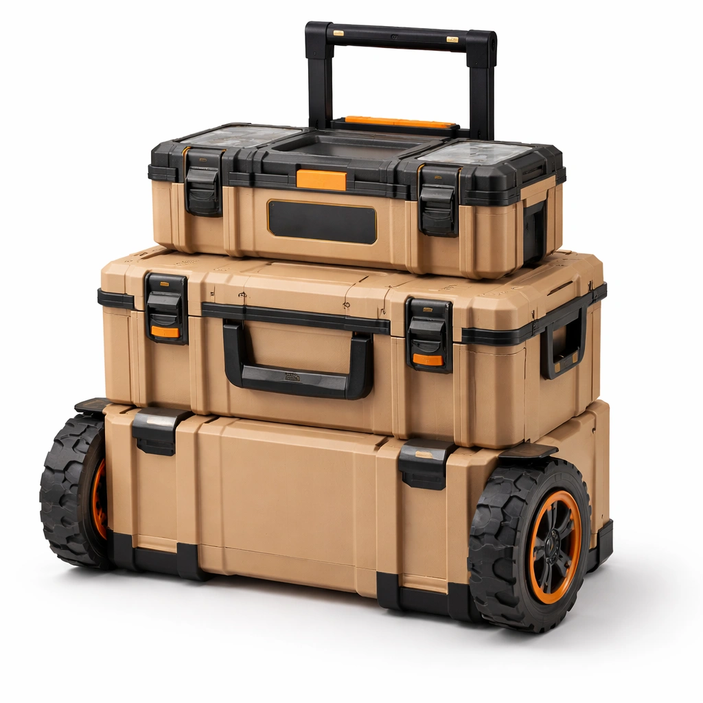 Werkzeugkoffer Set mit Rollen Braun Stapelbar-avlonera