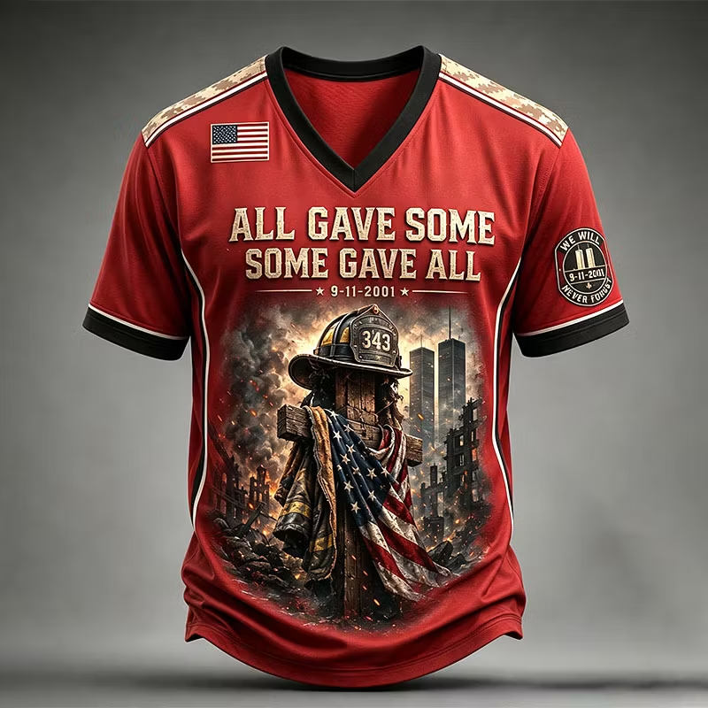 Never Forget 9/11 Memorial White Firefighter T-Shirt