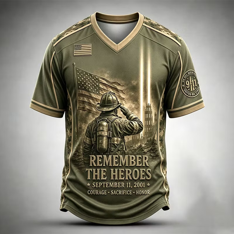 Never Forget 9/11 Memorial White Firefighter T-Shirt