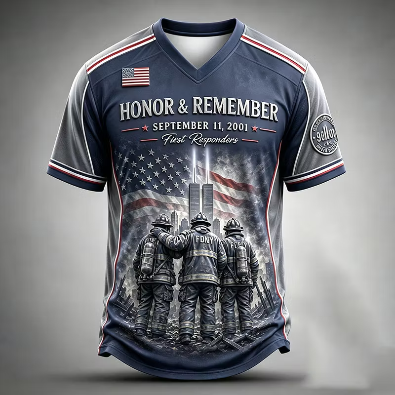 Never Forget 9/11 Memorial White Firefighter T-Shirt