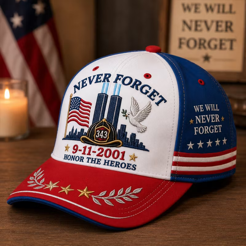 Never Forget 9/11 Memorial White Firefighter T-Shirt