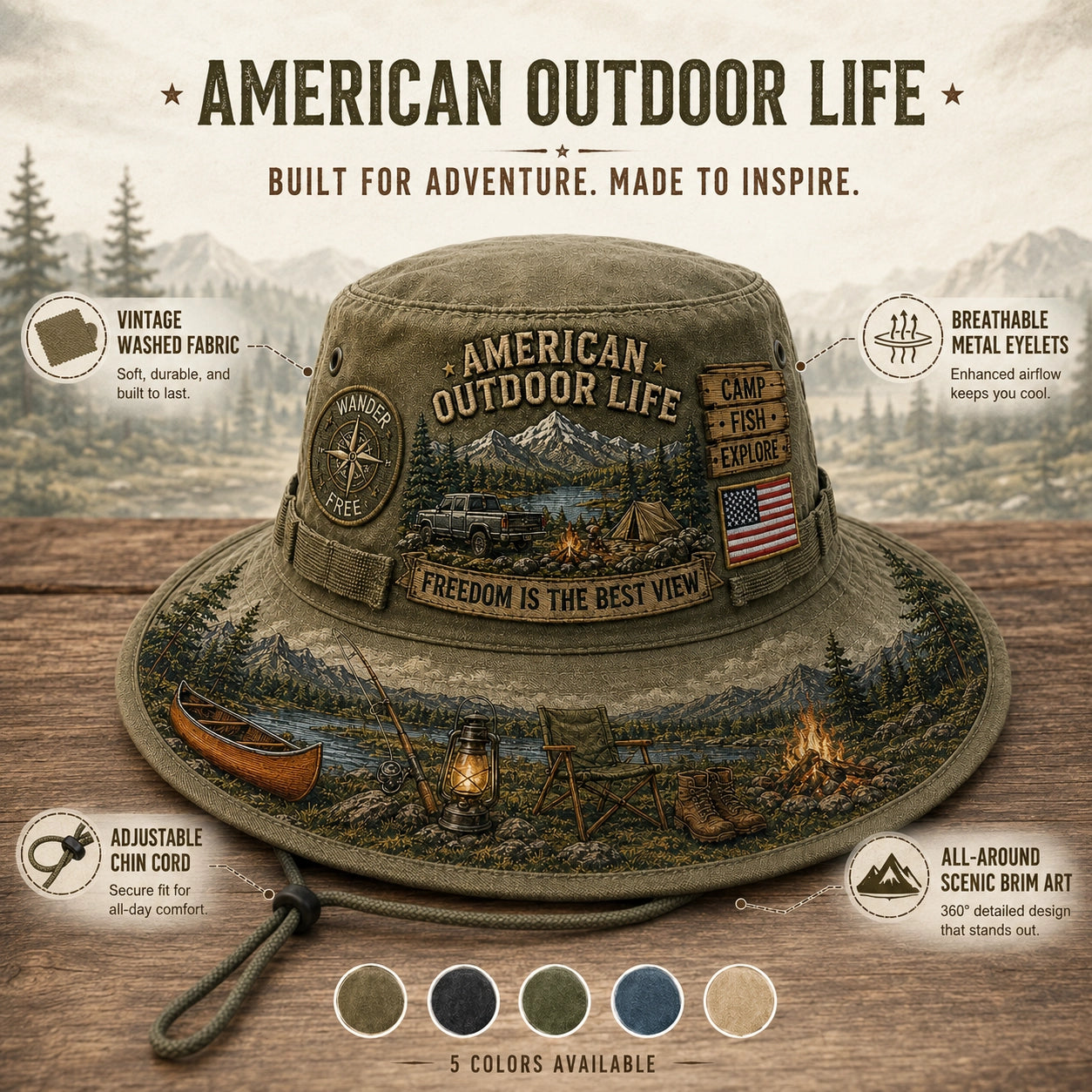 American Outdoor Life Vintage Boonie Hat