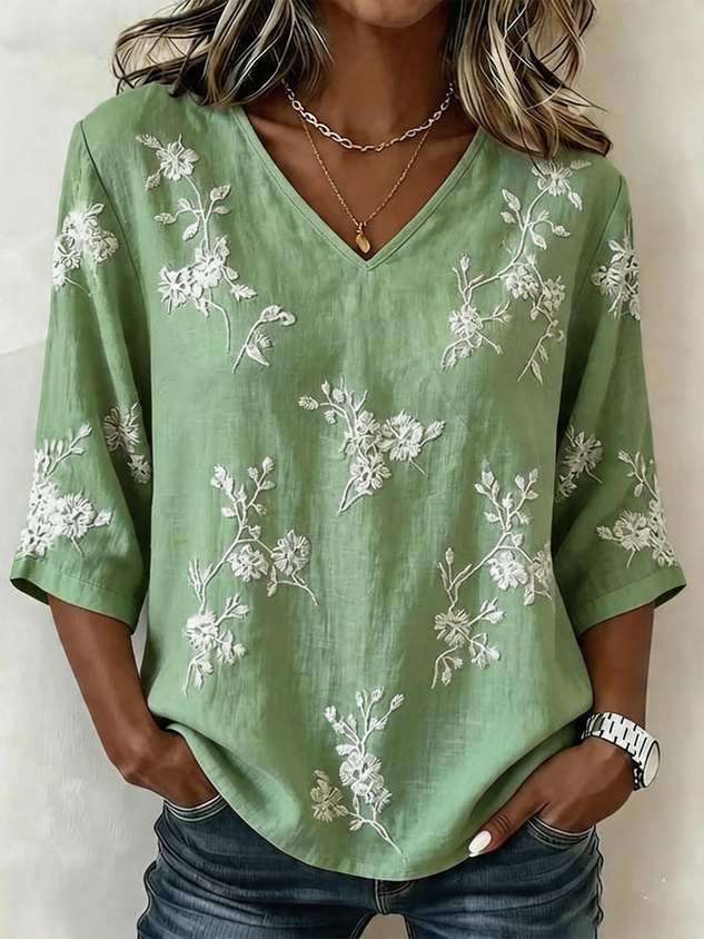 Loose Cotton And Linen Elegant Shirt