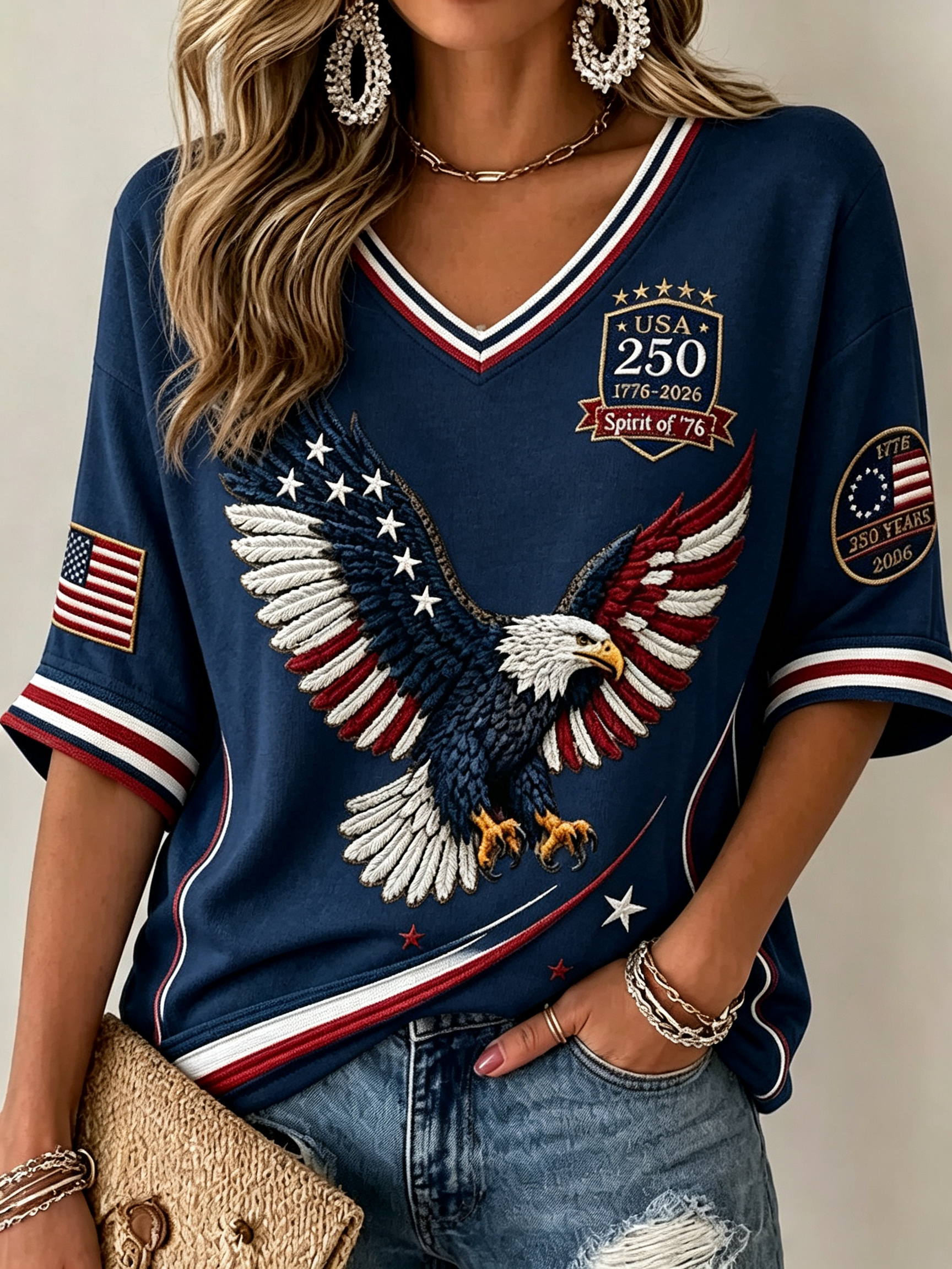 Women's Vintage America 250th Anniversary Print T-Shirt