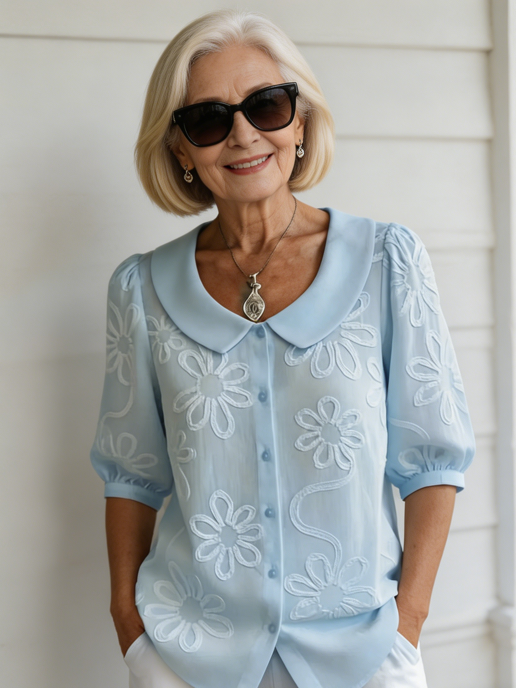 Casual Retro Button-Down Floral Shirt