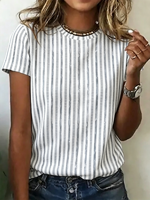 Cotton Striped Casual T-Shirt
