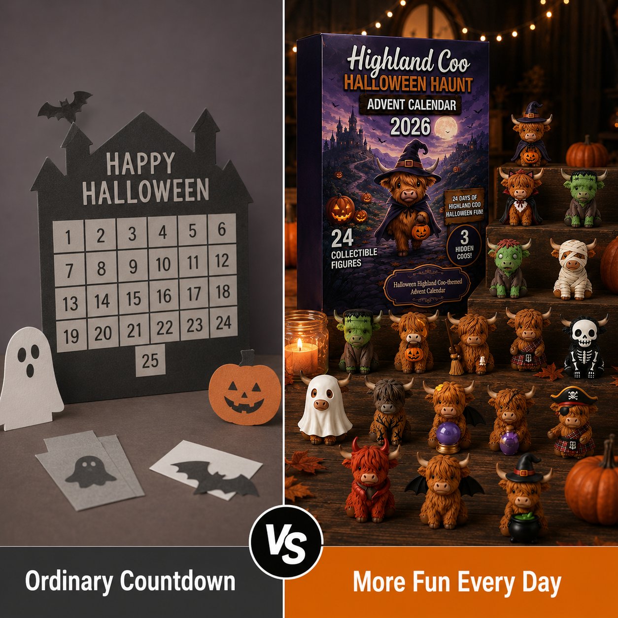 🎃 Highland Coo Halloween Advent Calendar 2026 – 27 Cute Collectible Figures Countdown Set🔥BUY 3 GET 1 FREE (Add 4 Pcs To Cart)