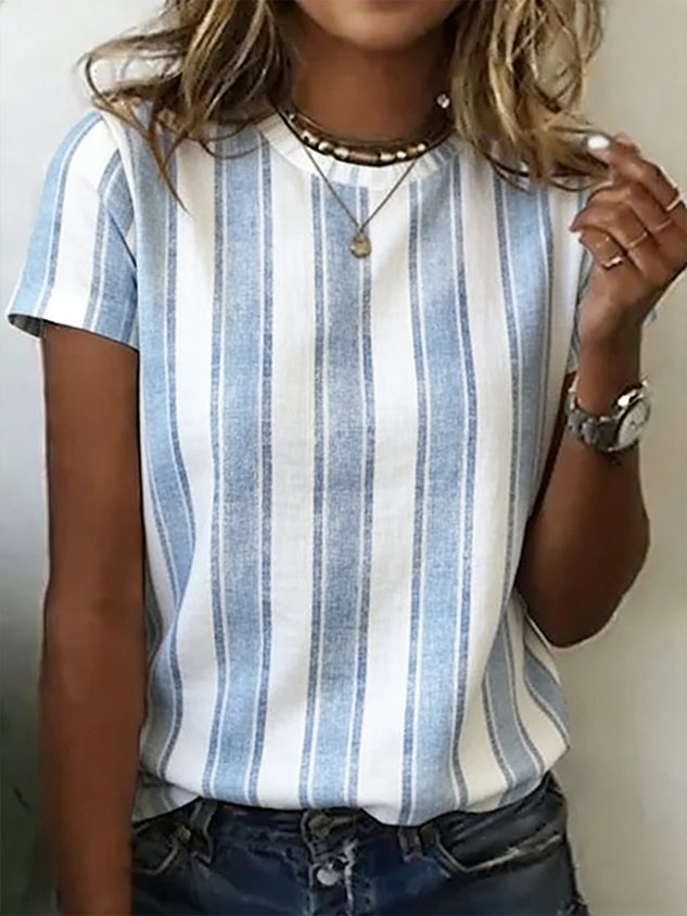 Cotton Striped Casual T-Shirt