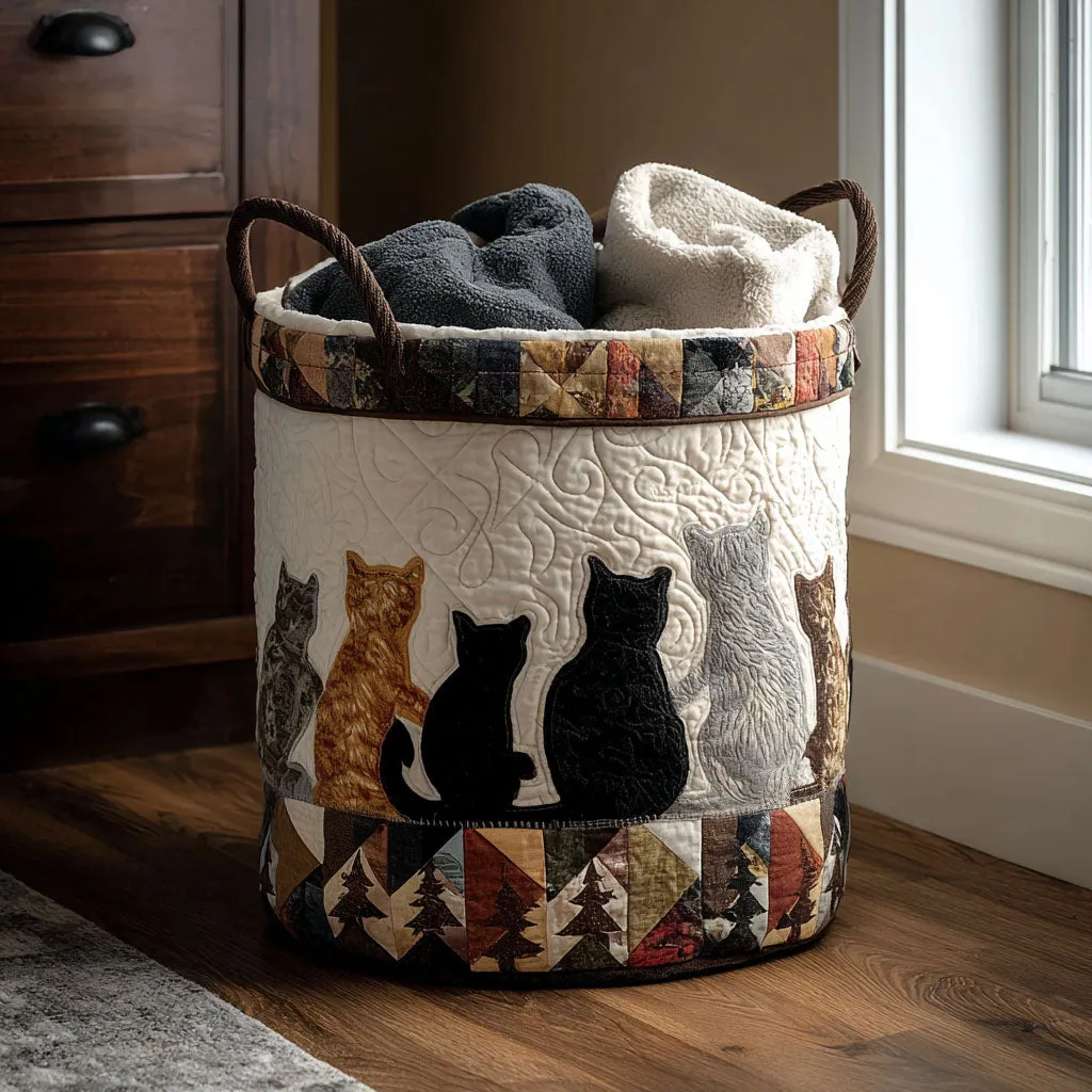 Cat Quilted Laundry Basket NCU0QN041