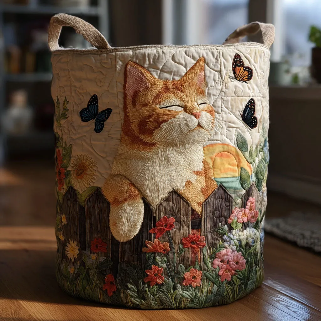 Cat Quilted Laundry Basket NCU0QN041