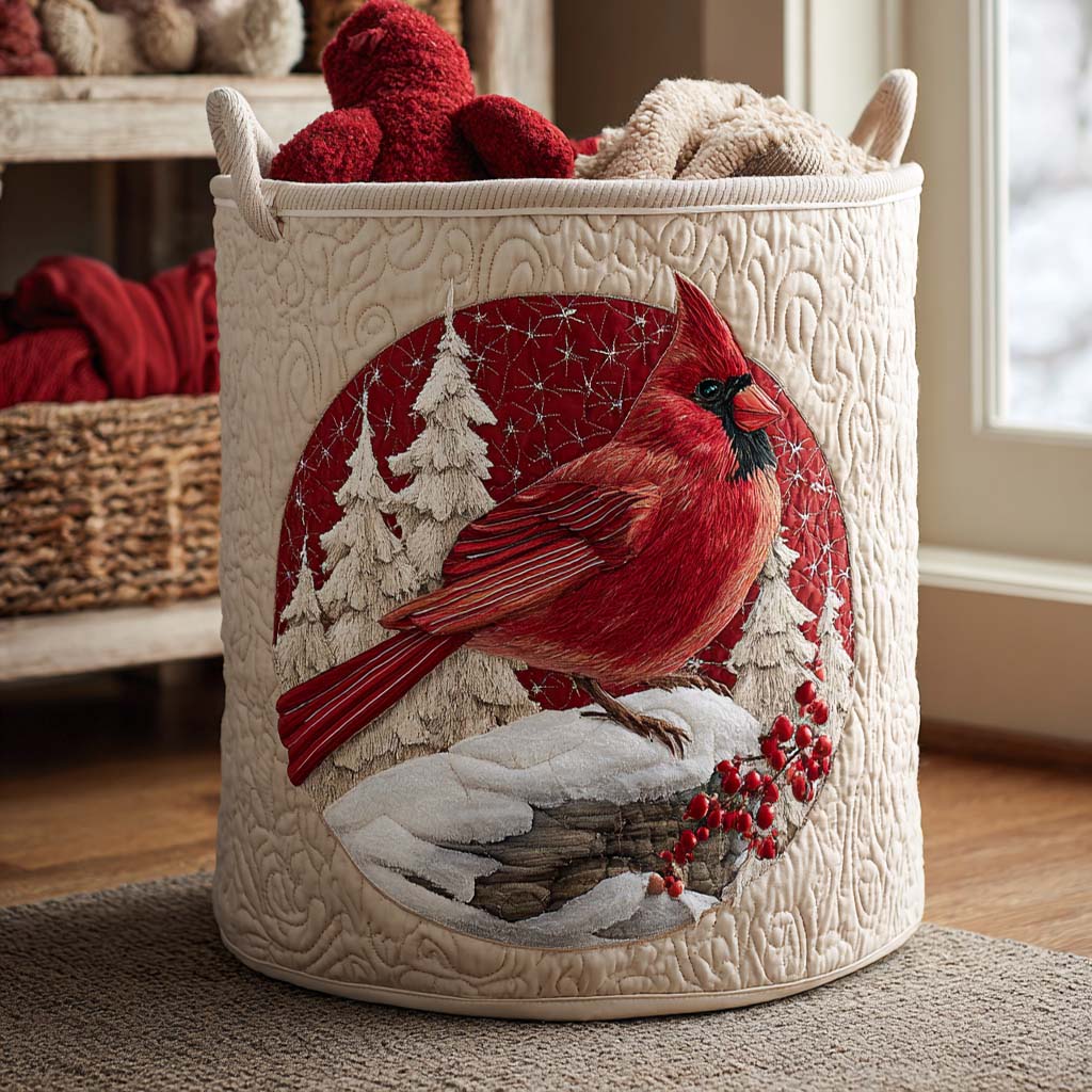 Red Cardinal Quilted Laundry Basket NCU0NNT1761