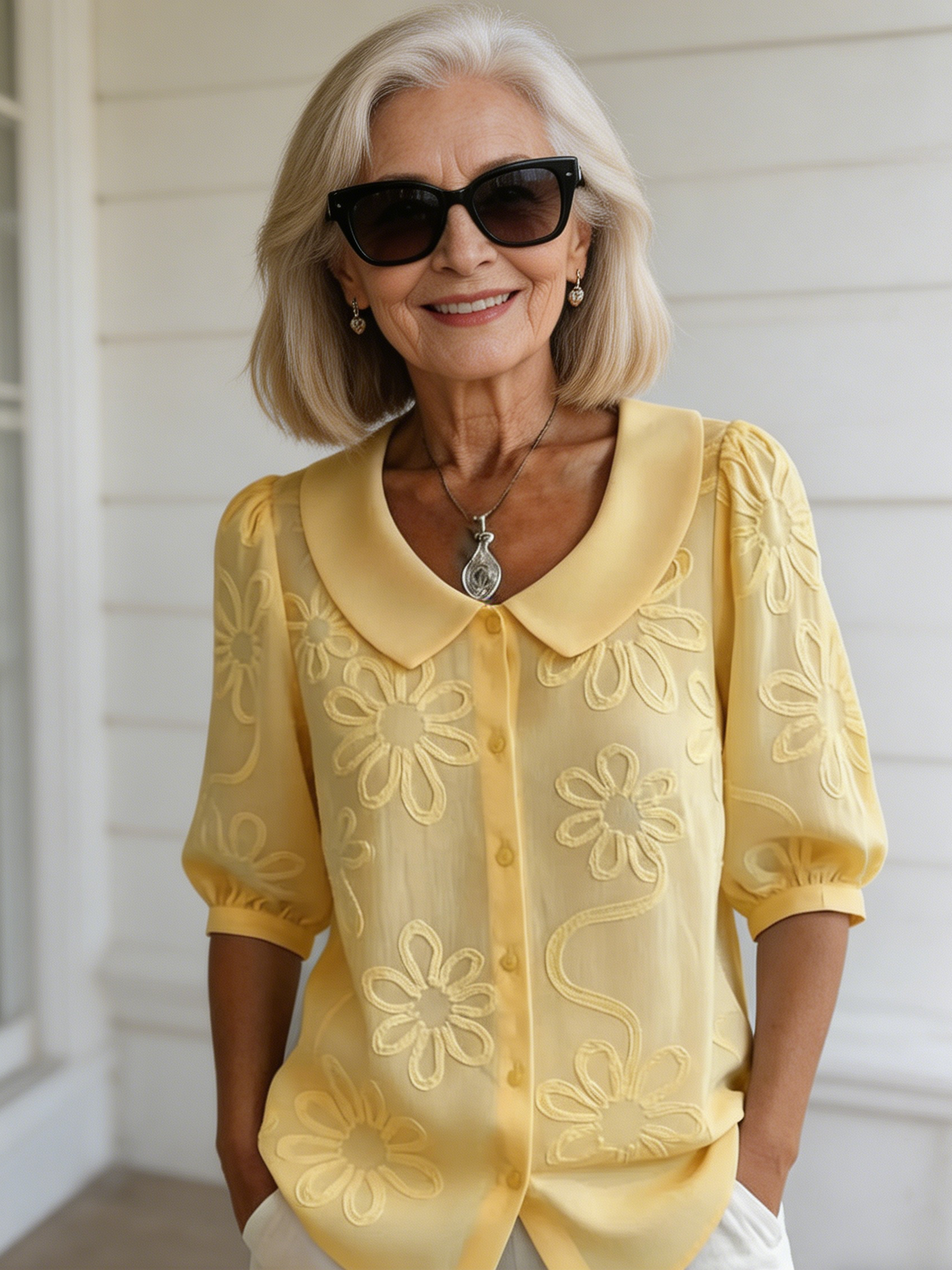 Casual Retro Button-Down Floral Shirt