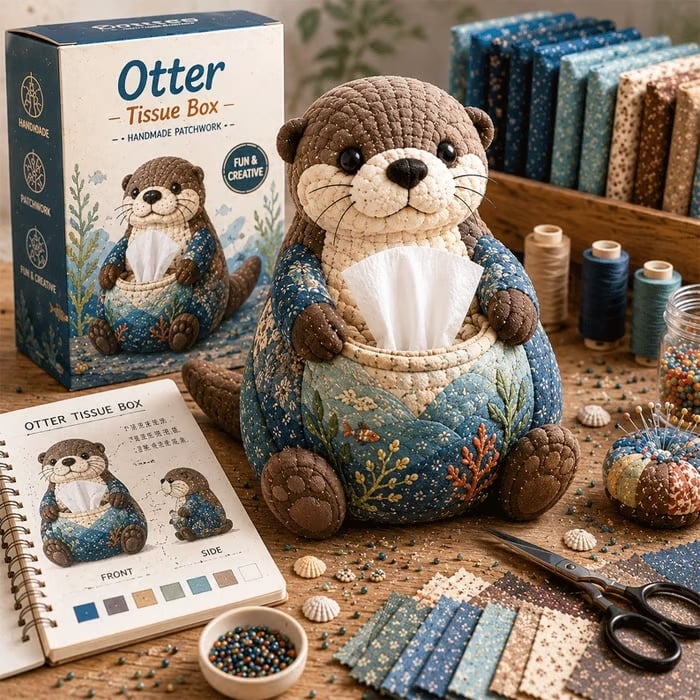 🧵 Quilted sea Animal Tissue Box DIY Kit💖
