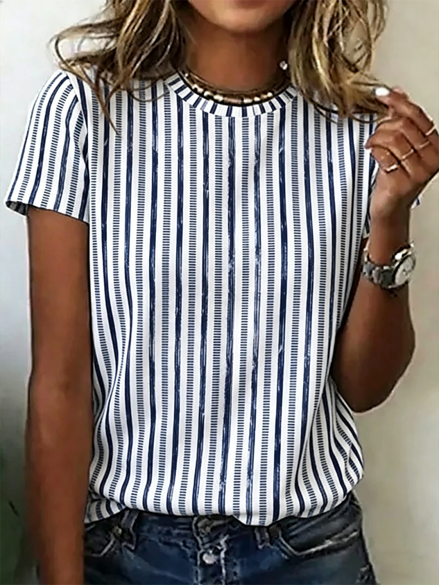 Cotton Striped Casual T-Shirt