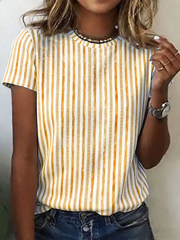 Cotton Striped Casual T-Shirt