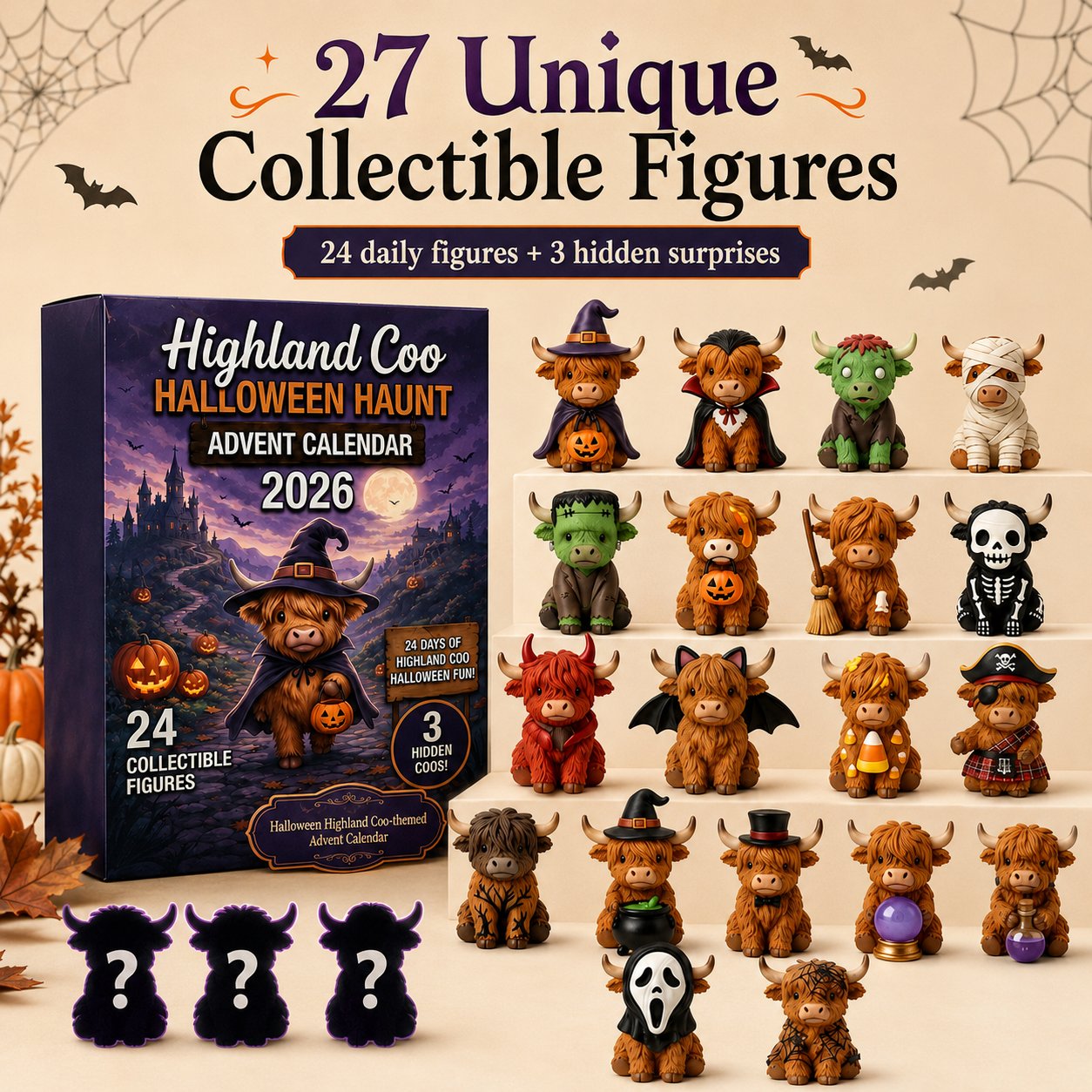 🎃 Highland Coo Halloween Advent Calendar 2026 – 27 Cute Collectible Figures Countdown Set🔥BUY 3 GET 1 FREE (Add 4 Pcs To Cart)
