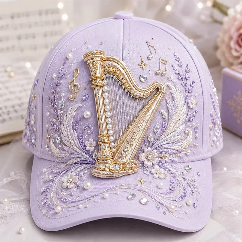 3D Musical Instrument Embroidery Cap
