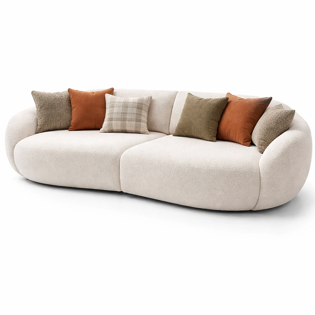 Sofa Stoff Beige Rund Design Modern-ArdentlyHome