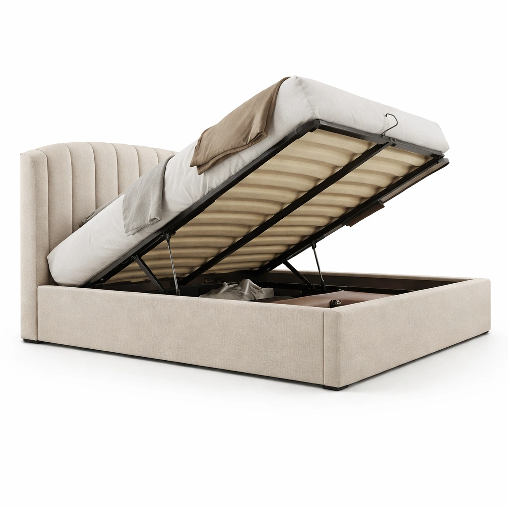 Polsterbett Beige mit Stauraum Modern Komfort-ArdentlyHome