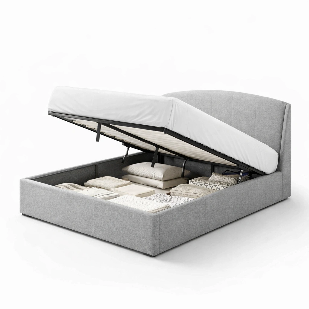 Polsterbett Grau mit Stauraum Minimalistisch-ArdentlyHome