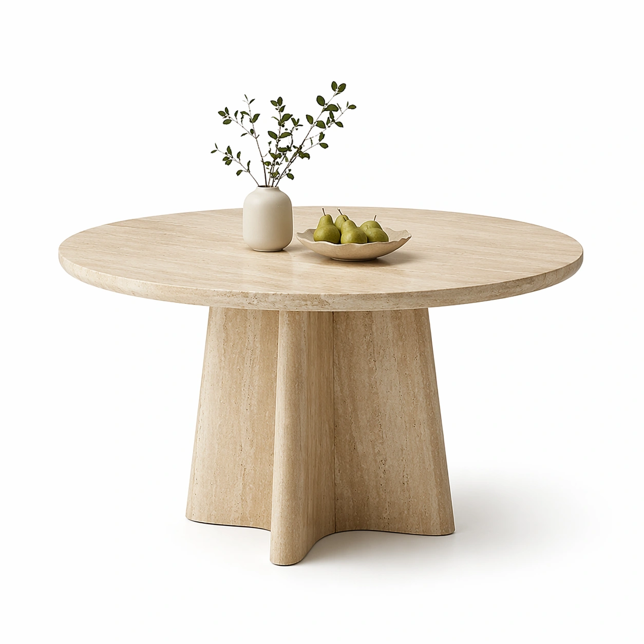 Esstisch Rund Beige Steinoptik Modern-ArdentlyHome