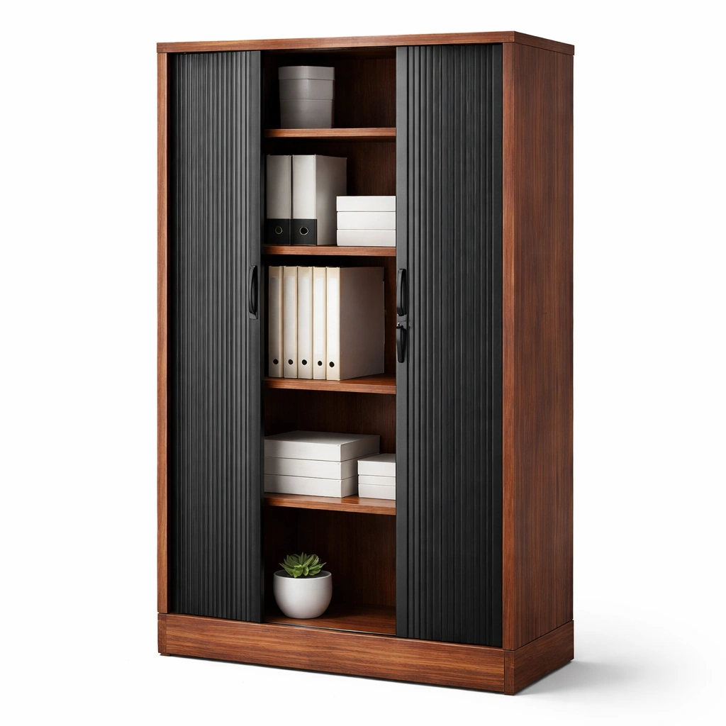 Schrank Holz Braun mit Schiebetueren Modern-ArdentlyHome