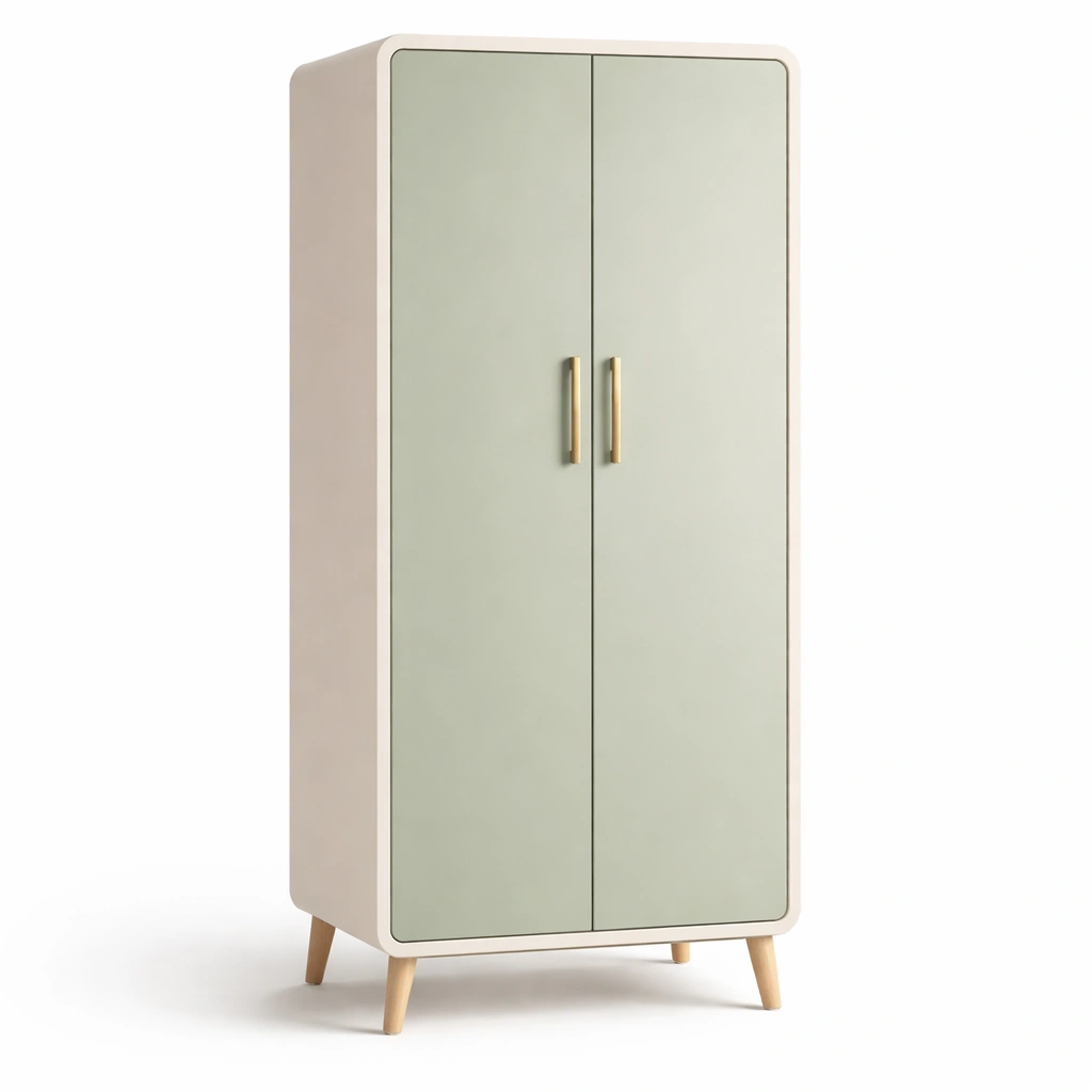 Kleiderschrank Gruen Holz Skandinavisch Kompakt-ArdentlyHome