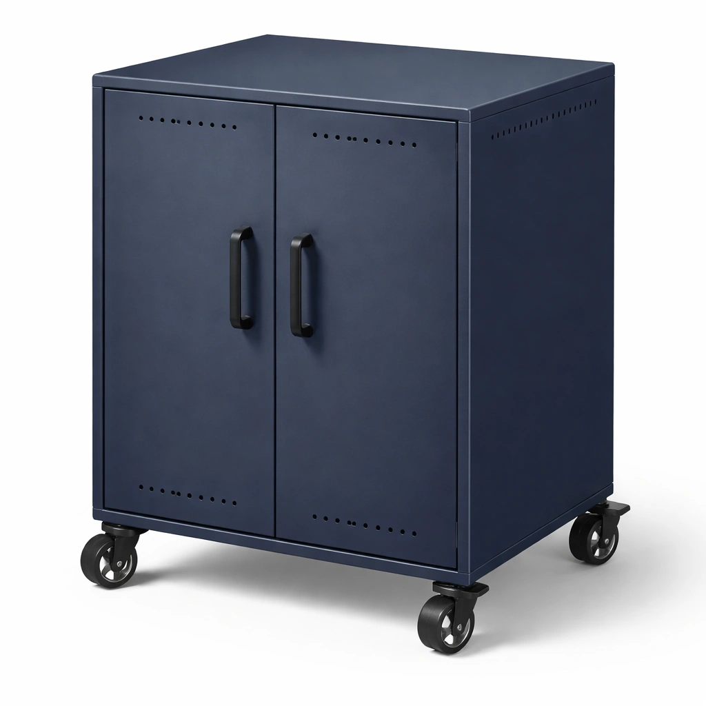 Metallschrank Blau mit Rollen Industriell-ArdentlyHome
