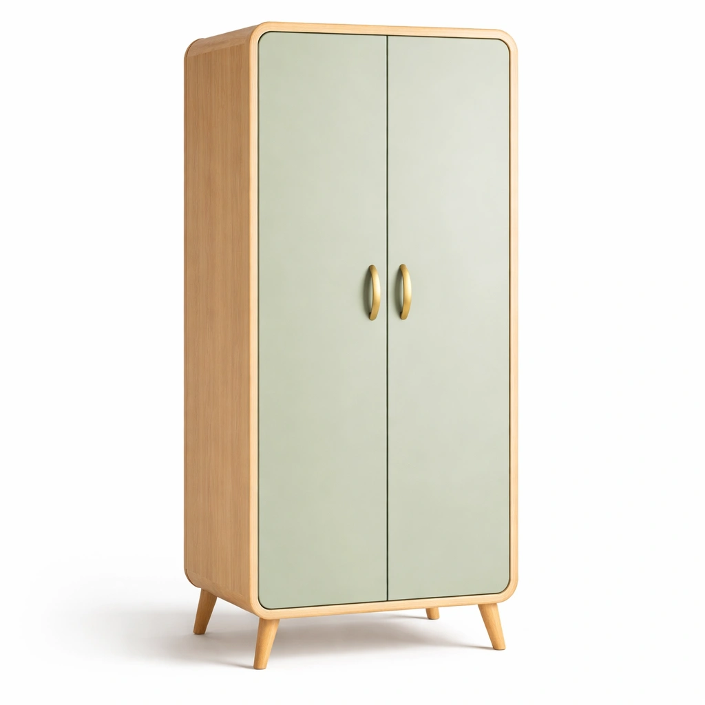 Kleiderschrank Gruen Holz Rund Design Modern-ArdentlyHome