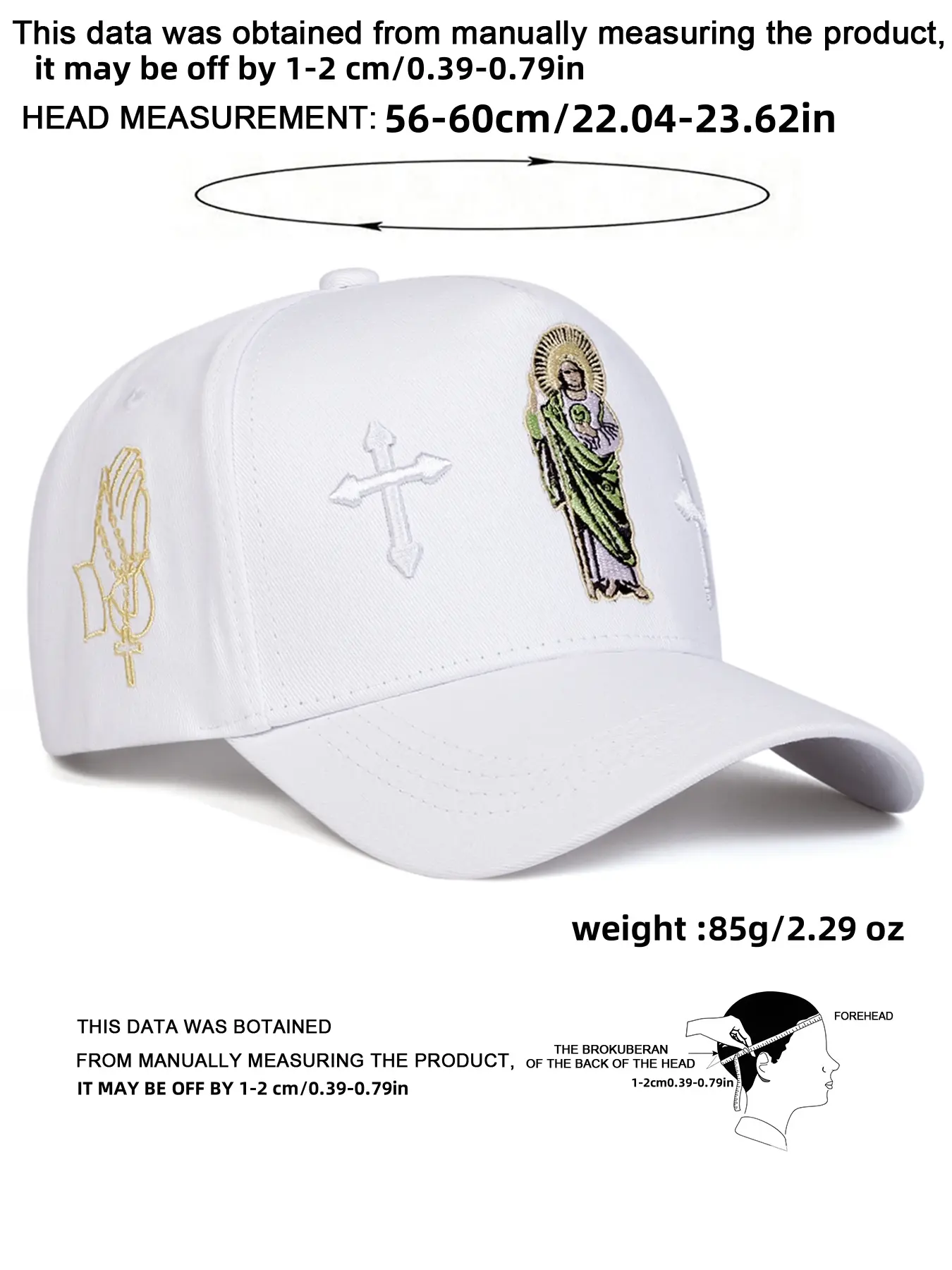 Unisex Jesus Cross Baseball Cap, Adjustable Stylish Hat, Adjustable Sun Protection Hat in Woven Fabric, Suitable for Spring & Fall Travel Outdoor Use