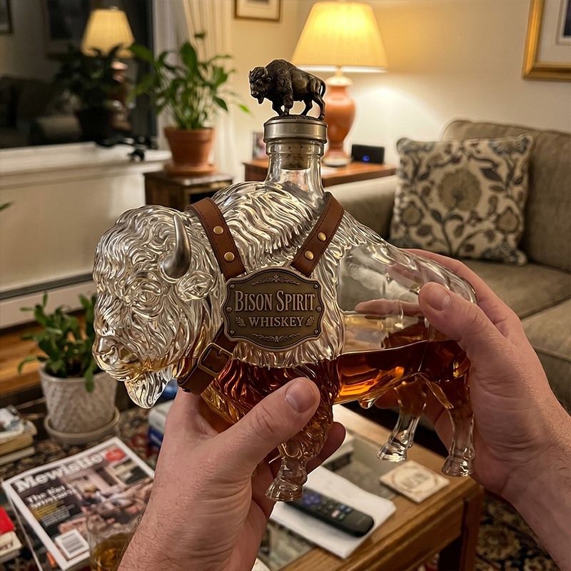Bison Spirit Bison Whiskey Decanter | Limited Edition Home Bar Decor