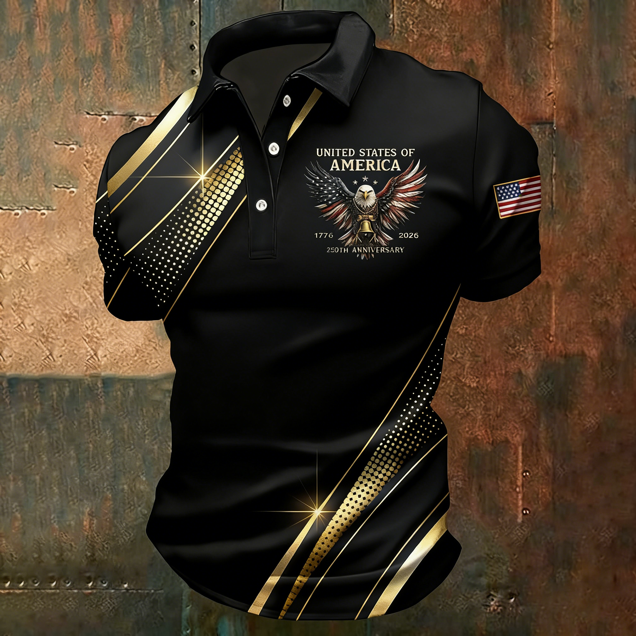 Men's American 250th Anniversary Print Casual Polo Shirt