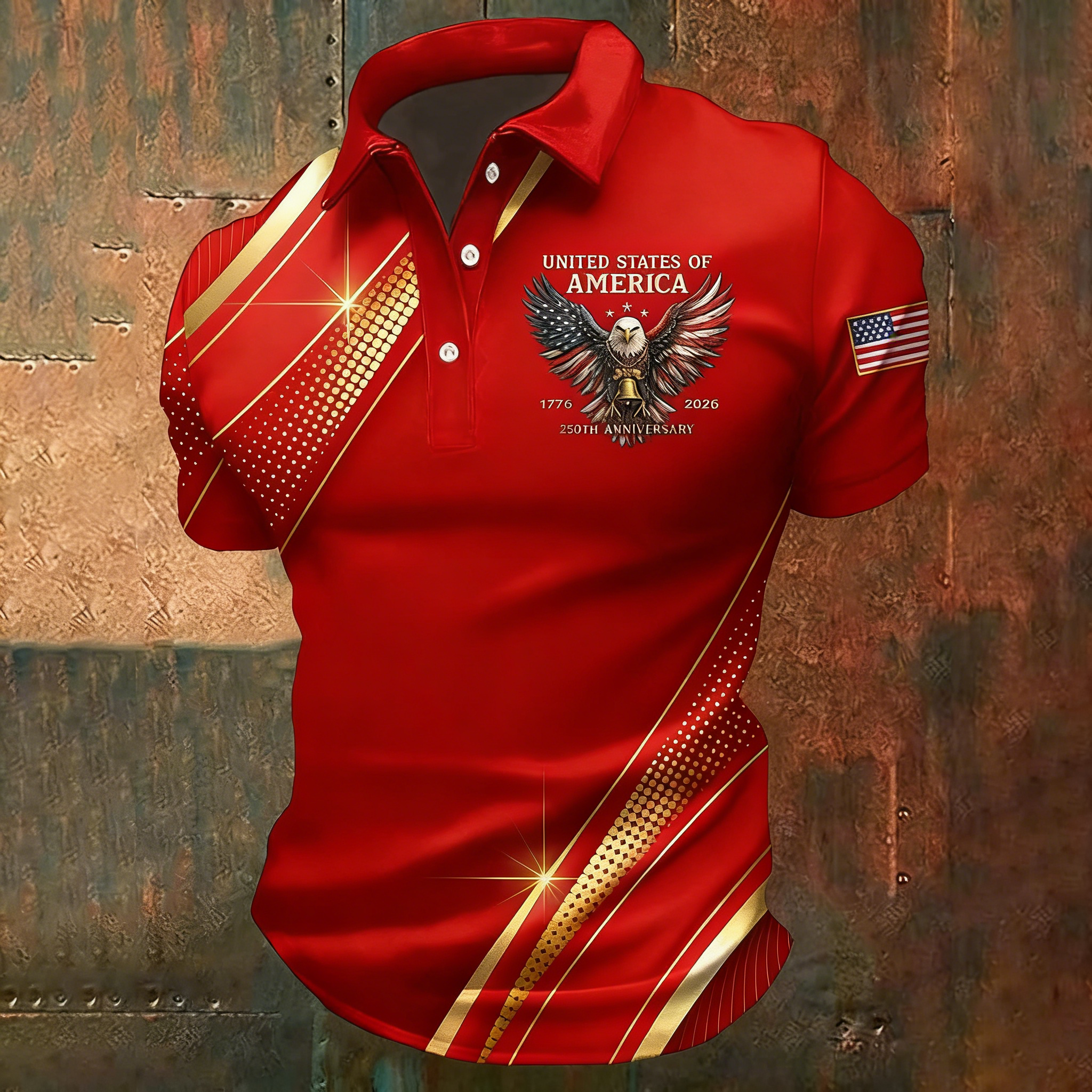 Men's American 250th Anniversary Print Casual Polo Shirt