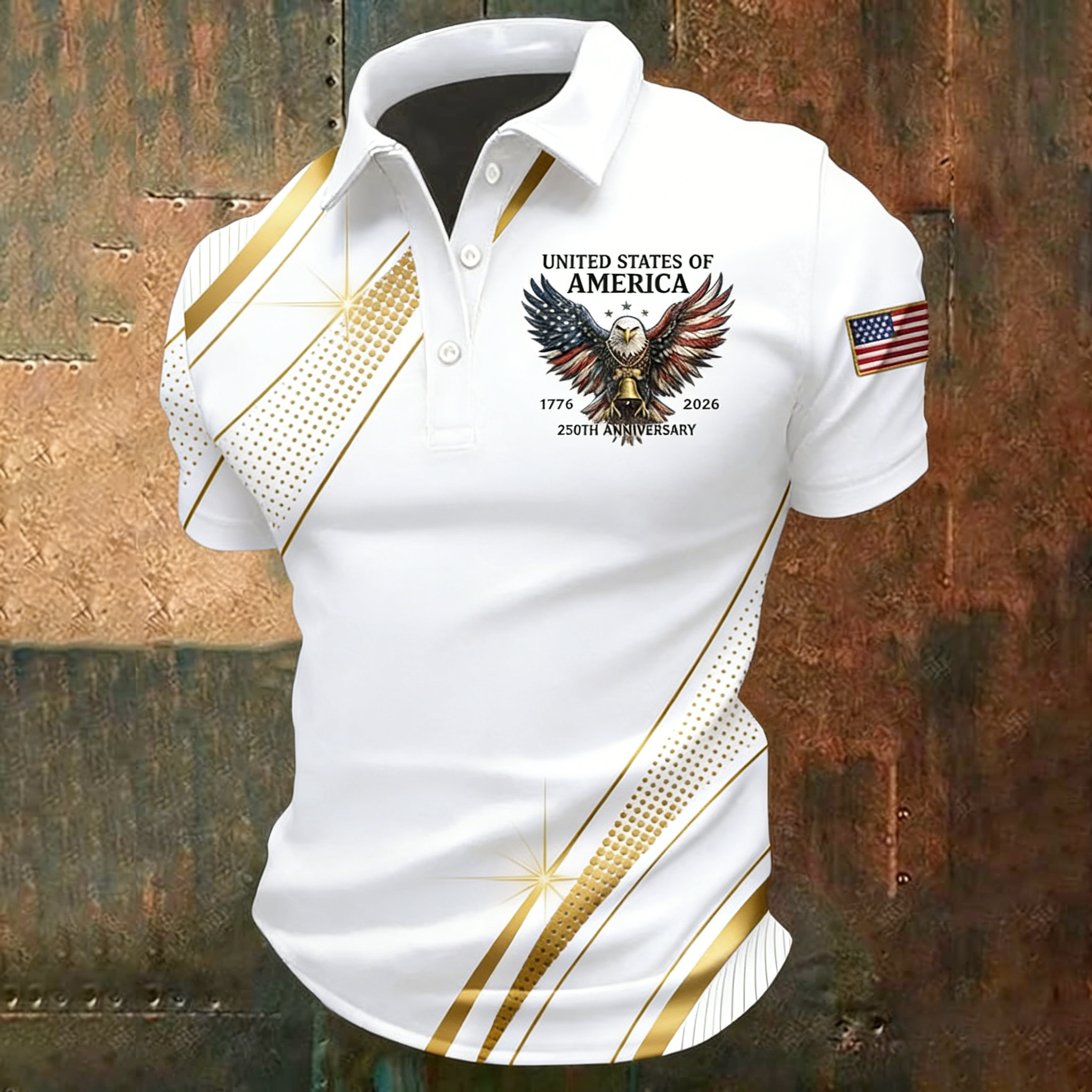Men's American 250th Anniversary Print Casual Polo Shirt