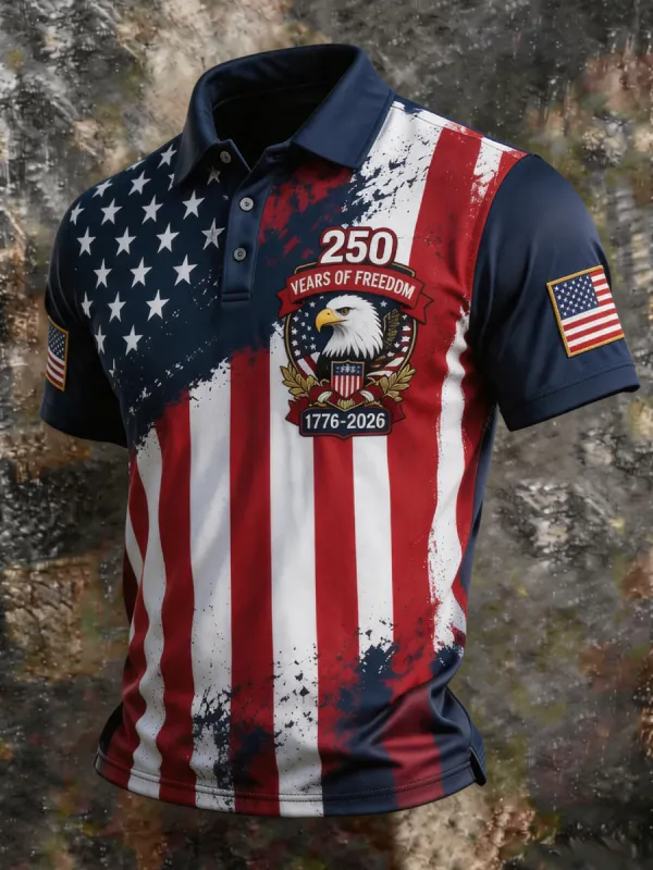 Men'S 250Th Anniversary Printed Casual Short Sleeve Polo Shirt