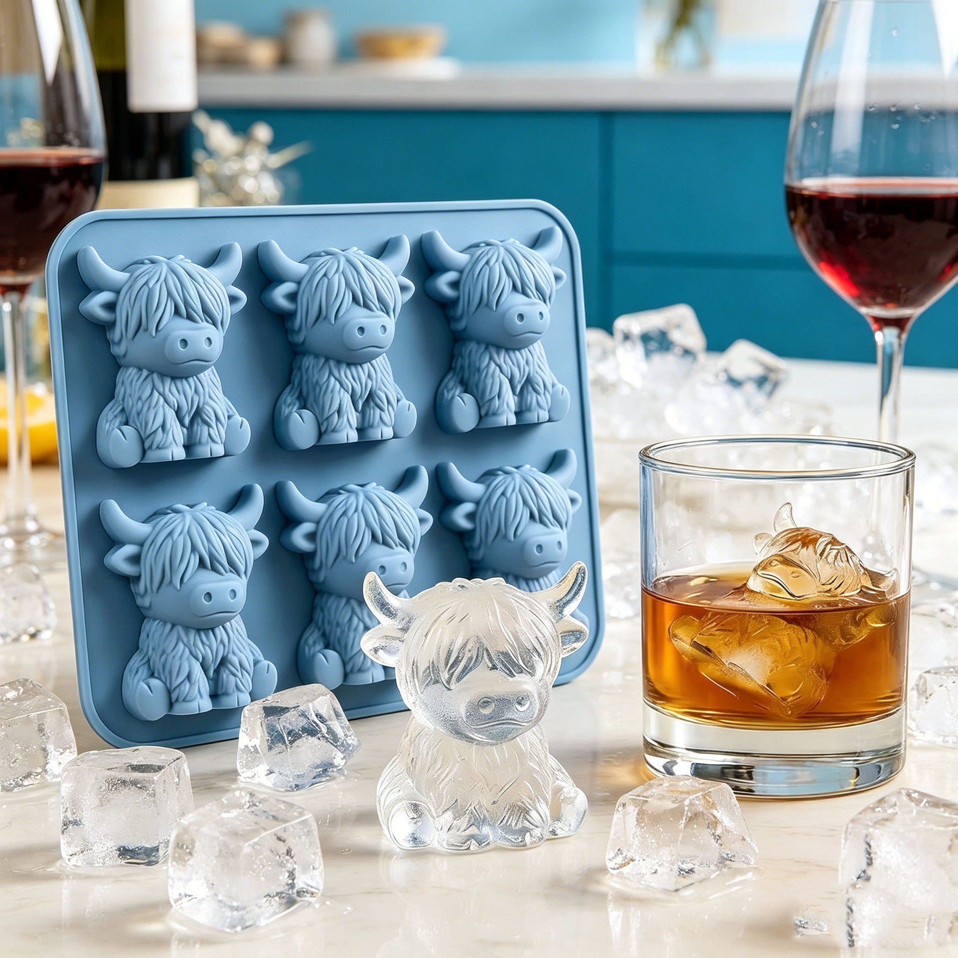 "Highland Cow Ice Cube Tray – Fun Whiskey & Cocktail Mold for Adults"